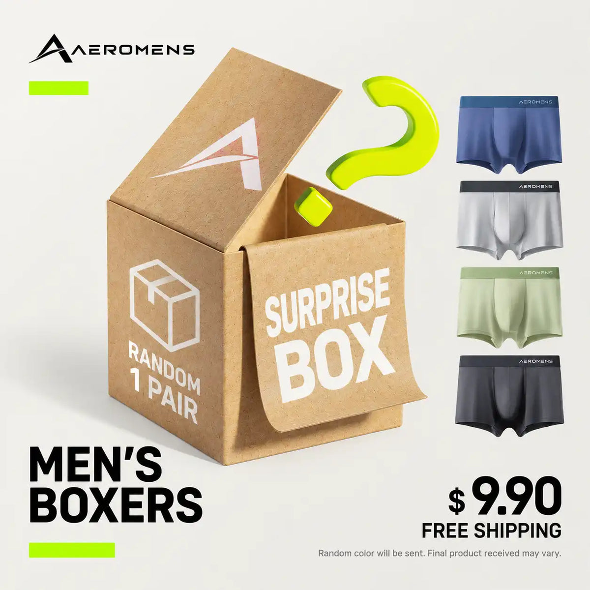 AEROMENS Men's Boxer Briefs Mystery Box – 1 Random Pair | $9.90 Free Shipping